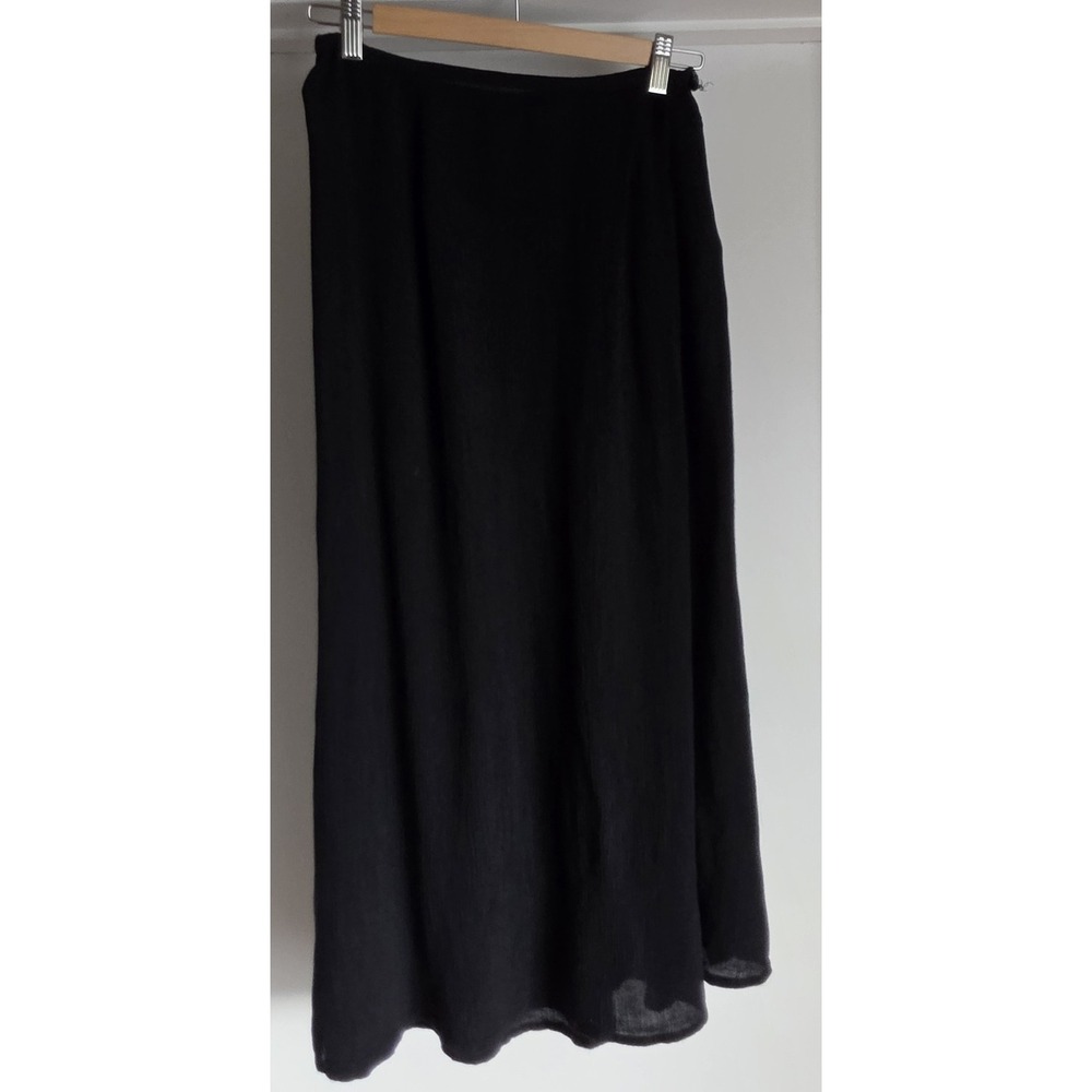 Vintage Honors Black Maxi Skirt Size M Solid Rayon Long Womens Breathable